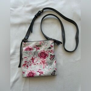 Floral Crossbody Bag with Pink Rose Print